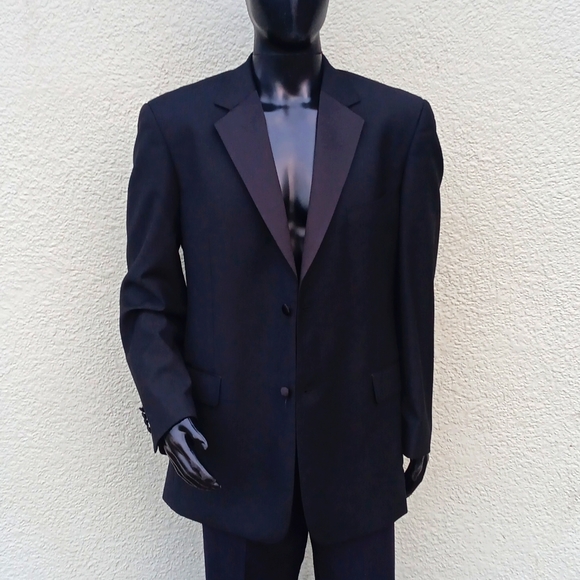 (TUX) DANIEL GRAY BLACK NOTCH LAPEL TUXEDO JACKET - Picture 7 of 17